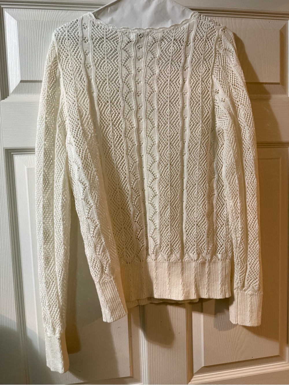 Sundance Meadow Mornings Sweater M Ivory Cotton Linen Pointelle Crochet NWOT - Picture 7 of 7
